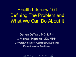 The Problems Associated with Low Health Literacy