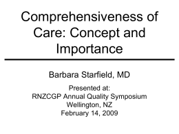 Comprehensiveness of Care: Concept and Importance