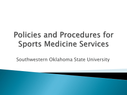 Policies and Procedures for Sports Medicine Services