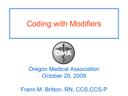 Coding with Modifiers - Home | Oregon Medical Association