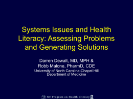 Systems Issues and Health Literacy: Assessing Problems and