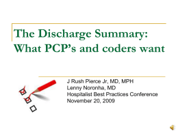 The Discharge Summary: What PCP’s and coders want