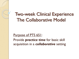 Two-week Clinical Experience (January 7 – 18, 2007)