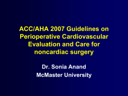Pre-operative Cardiac Risk Assessment for Non