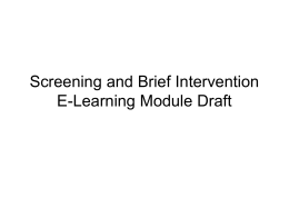 Screening and Brief Intervention E