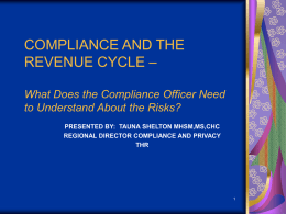 COMPLIANCE AND THE REVENUE CYCLE