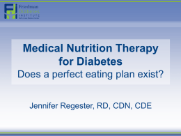 Medical Nutrition Therapy for Diabetes