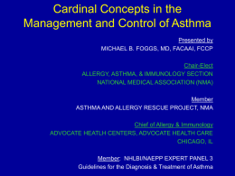 Cardinal Concepts in the Management and Control of Asthma