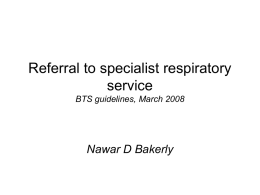 Referral to specialist respiratory service BTS guidelines