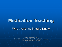 Medication Teaching - University of Toronto