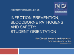 FVHCA Safety and Infection Control: Student Orientation