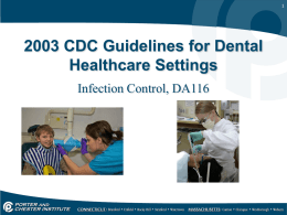 CDC Guidelines for Dental Healthcare Settings