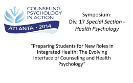 Symposium:Div. 17 - American Psychological Association