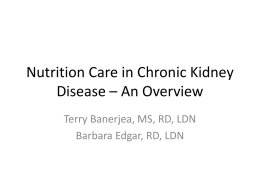 Nutrition Care in Chronic Kidney Disease – An Overview