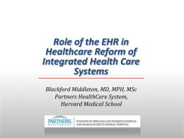 Role of EHR in Healthcare Reform of Integrated Health Care