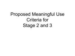 Proposed Meaningful Use Criteria for Stage 2 and 3