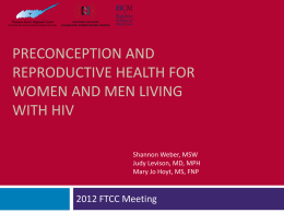 Preconception and reproductive health for women and Men