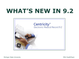 Centricity 2005 - MSU Electronic Medical Records Home Page