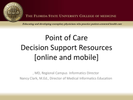 Point of Care Decision Support Resources [online and iPhone]