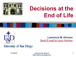 Decisions at the End of Life