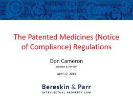 The Patented Medicines (Notice of Compliance) Regulations