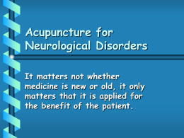 Acupuncture for Neurological Disorders