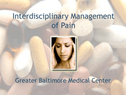 Interdisciplinary Management of Pain