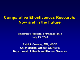 Comparative Effectiveness Research and Health Policy