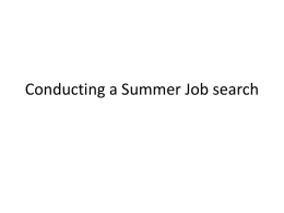 Conducting a Summer Job search
