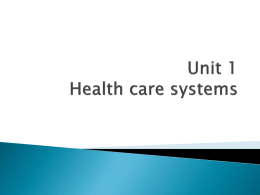 Unit 1 Health care systems