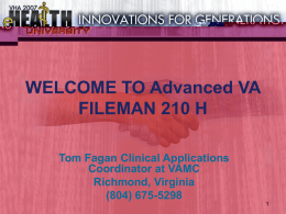 VA FILEMAN REPORTS ADVANCED 210 H, 2007 VHA eHealth