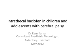 Intrathecal baclofen in children and adolescents with