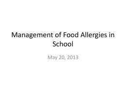 Management of Food Allergies in School
