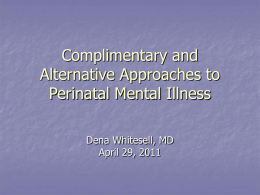 Non-Medication Approaches to Perinatal Mental Illness