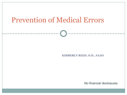 Prevention of Medical Errors