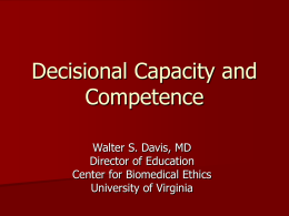 Capacity and Competence - University of Virginia