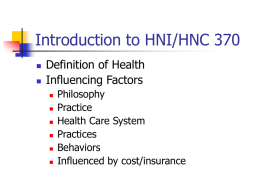 Introduction to HNI/HNC 370