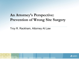 An Attorney's Perspective - Association of periOperative