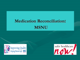 IWK Medication Reconciliation MSNU Care Teams