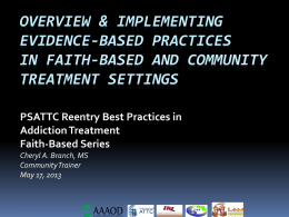 Evidence-Based Practices in Addiction Treatment
