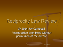 Reciprocity Meeting PowerPoint Presentation (Review)