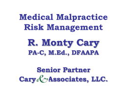 Medical Malpractice / Risk Management - AAPA-LM