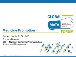 Title of presentation - Medicines Transparency