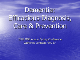 Responding to Dementia through Early Detection, Diagnostic