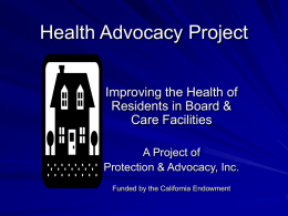 Health Advocacy Project: Improving the Health of Residents
