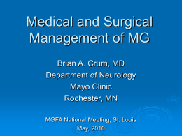 Medical and Surgical Management of MG