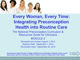 Every Woman, Every Time: Integrating Preconception Health