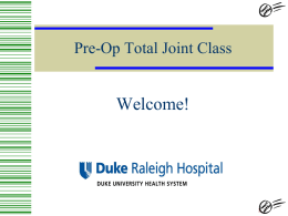 Pre-Op Total Joint Class