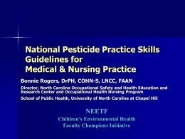 National Pesticide Practice Skills Guidelines for Medical