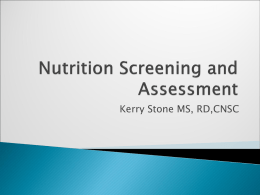 Nutrition Screening and Assessment